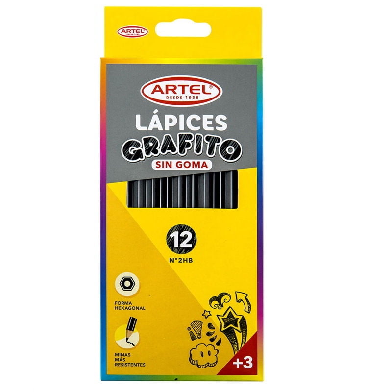 Artel - Estuche 12 Lapices Grafito 2 Hb Hexagonal
