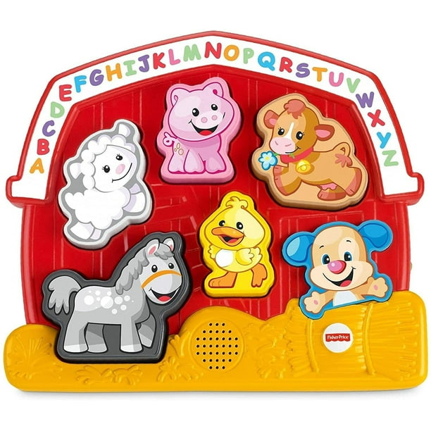 Fisher-Price Puzzle Juguete Electrónico de Clasificación de Formas con Música y Sonidos de Animales Rojo