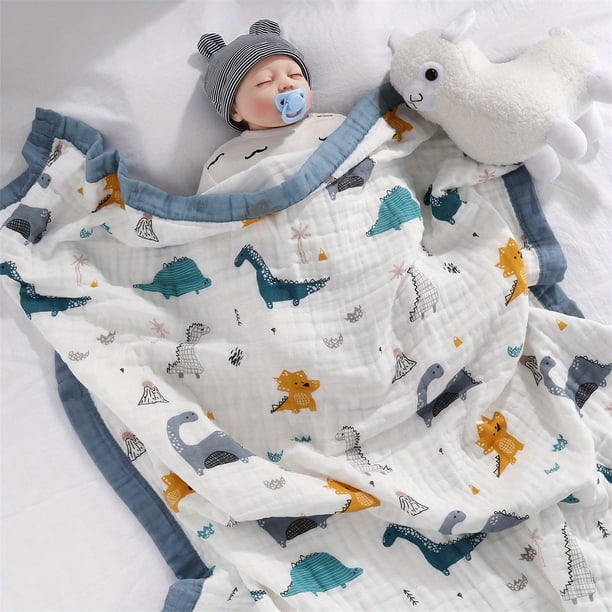 Baby Bath Towel For Girl Boy, 43" X 43" 100% Cotton Baby Blanket, Newborn 6-layer Muslin Cotton Gauze Soft Absorbent Swaddle Blanket, Shower Wipe