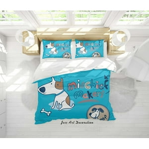 Milsleep - 3D Cartoon Animal Perro Patrón Funda De Edredón Set Ropa De Cama Set Funda Nórdica