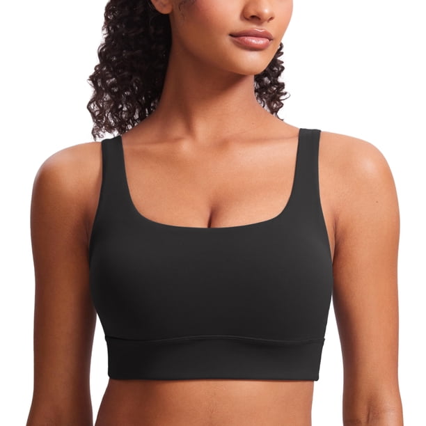 Sujetador deportivo CRZ YOGA Butterluxe, espalda en U, cuello redondo, acolchado, negro