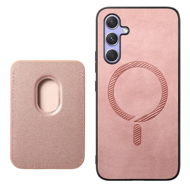 Funda de Cuero Magnética con Tarjetero para Samsung Galaxy A54 Cubierta Delgada Rosa