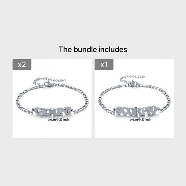 1pc Stainless Steel Fashion New Zodiac Letter Pendant Bracelet Jewelry Gift Birthday Gift