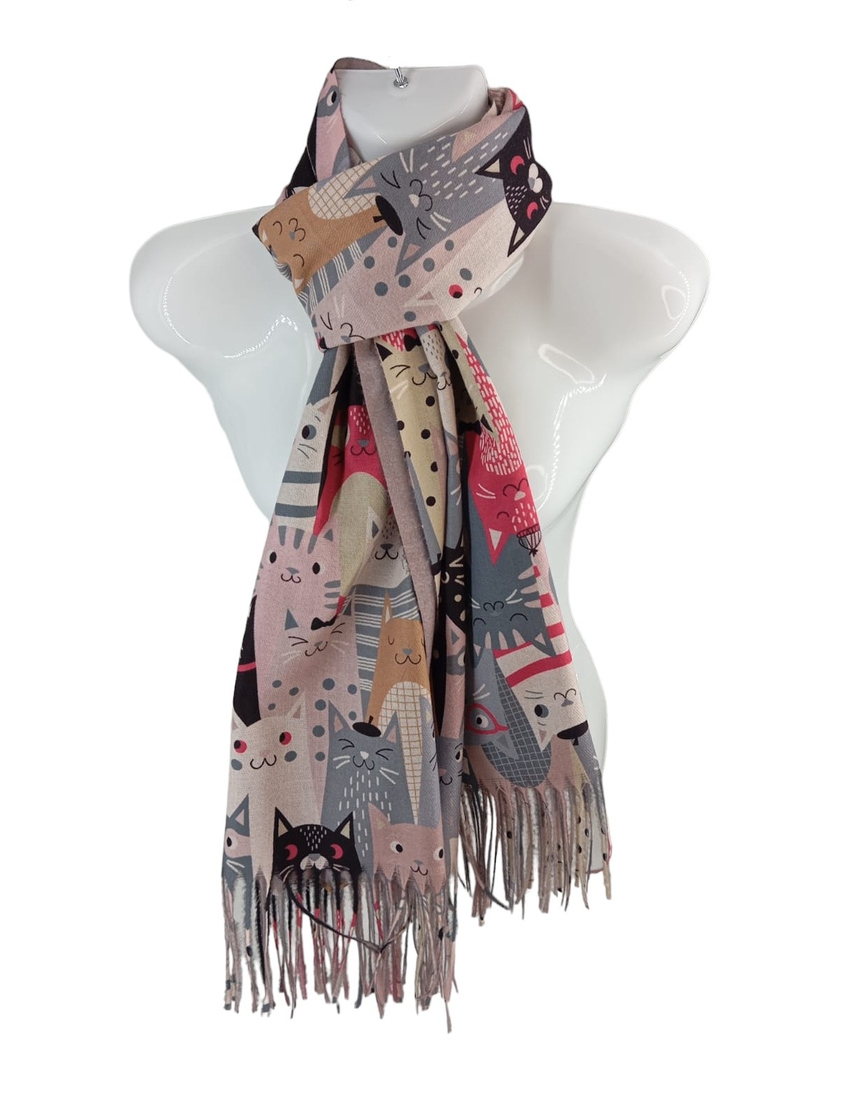 Nh - Bufanda, Pañuelo, Diseño De Estampado De Gatitos Color Café Claro