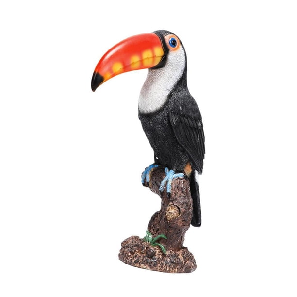 Estatuilla de tucán para decoración de escritorio interior, altura de 31cm, modelo de pájaro encantador, escultura de pájaro Tropical para paisaje de