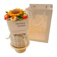 Magideal - Ramo De Flores De Crochet, Flores Artificiales De Crochet, Regalo Versátil Para Esposa, Para El Aniversario De Bodas Decoración Del Hogar De Acción De Amarillo De Girasol