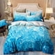 thumbnail image 1 of Blue Marble Floral Quilt Duvet Cover Set Doona Cover Comforter Cover Pillowcase3-Piece Bedding Set, 1 of 5