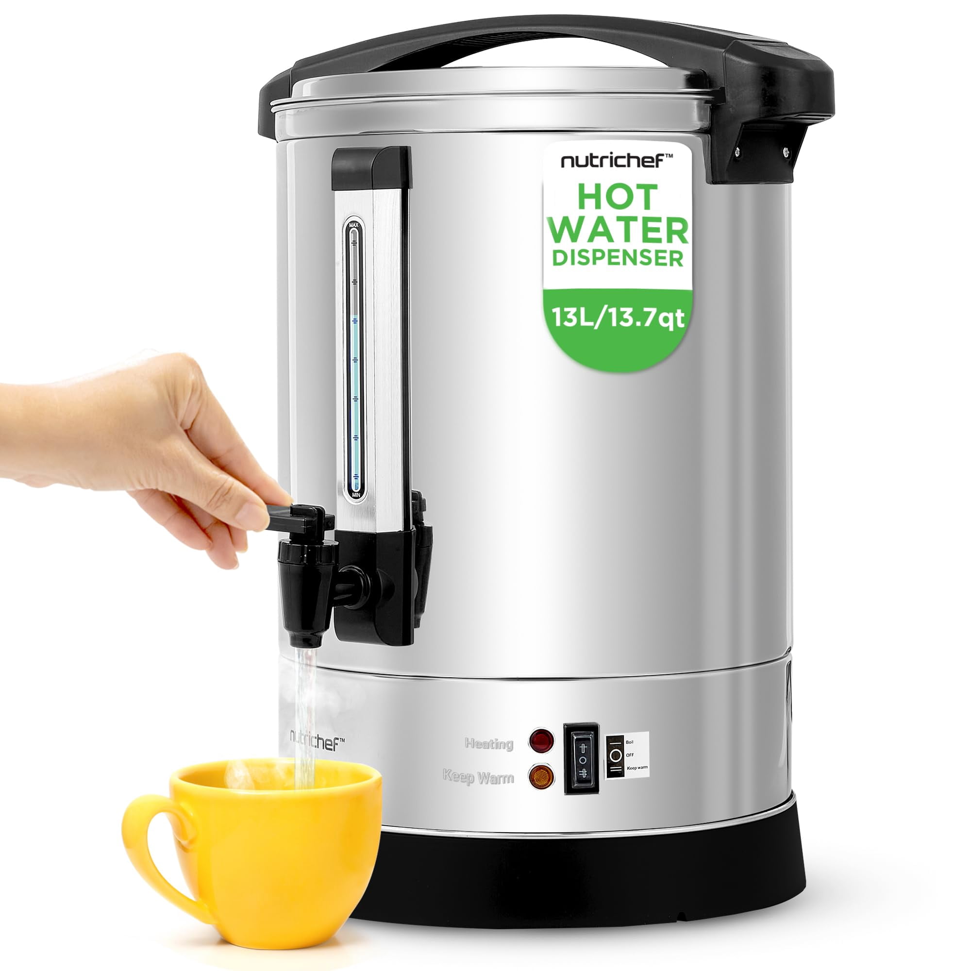 Caldera De Agua Nutrichef 13l De Acero Inoxidable Eléctrica