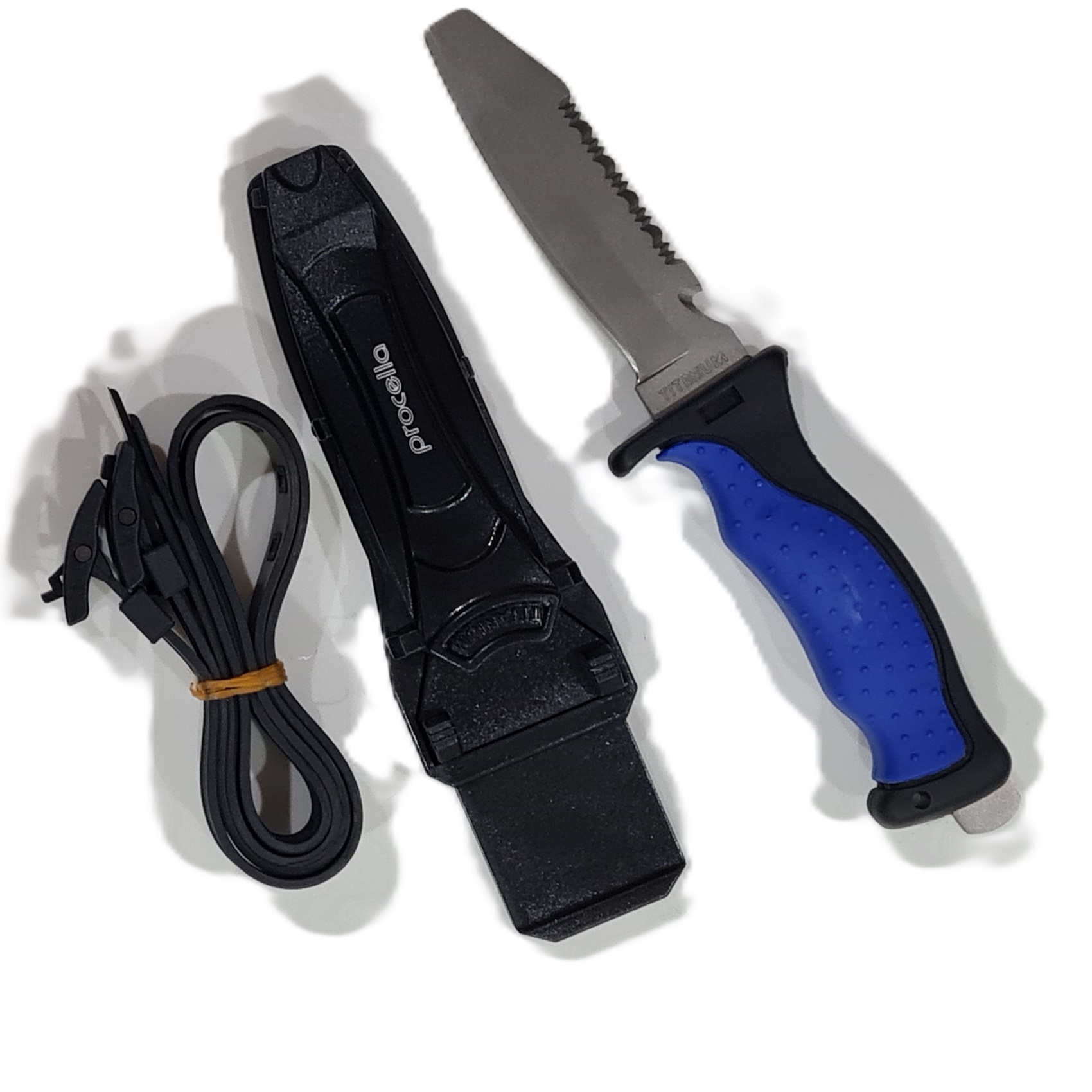Ez-Life - Cuchillo Buceo Titanio Punta Plana Fulltang Dolpin Filo11,8Cm 136Grs Con Funda