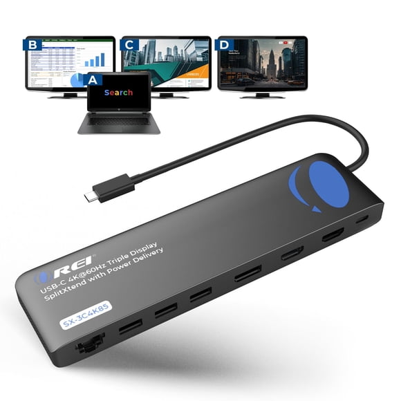 Estación de Acoplamiento USB-C OREI SX-3C4K85 para Tres Monitores con PD de 85W