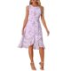 thumbnail image 2 of INSPIRE CHIC Vestido Midi Sin Mangas con Estampado Floral y Volante en el Bajo para Mujer Púrpura S, 2 of 5