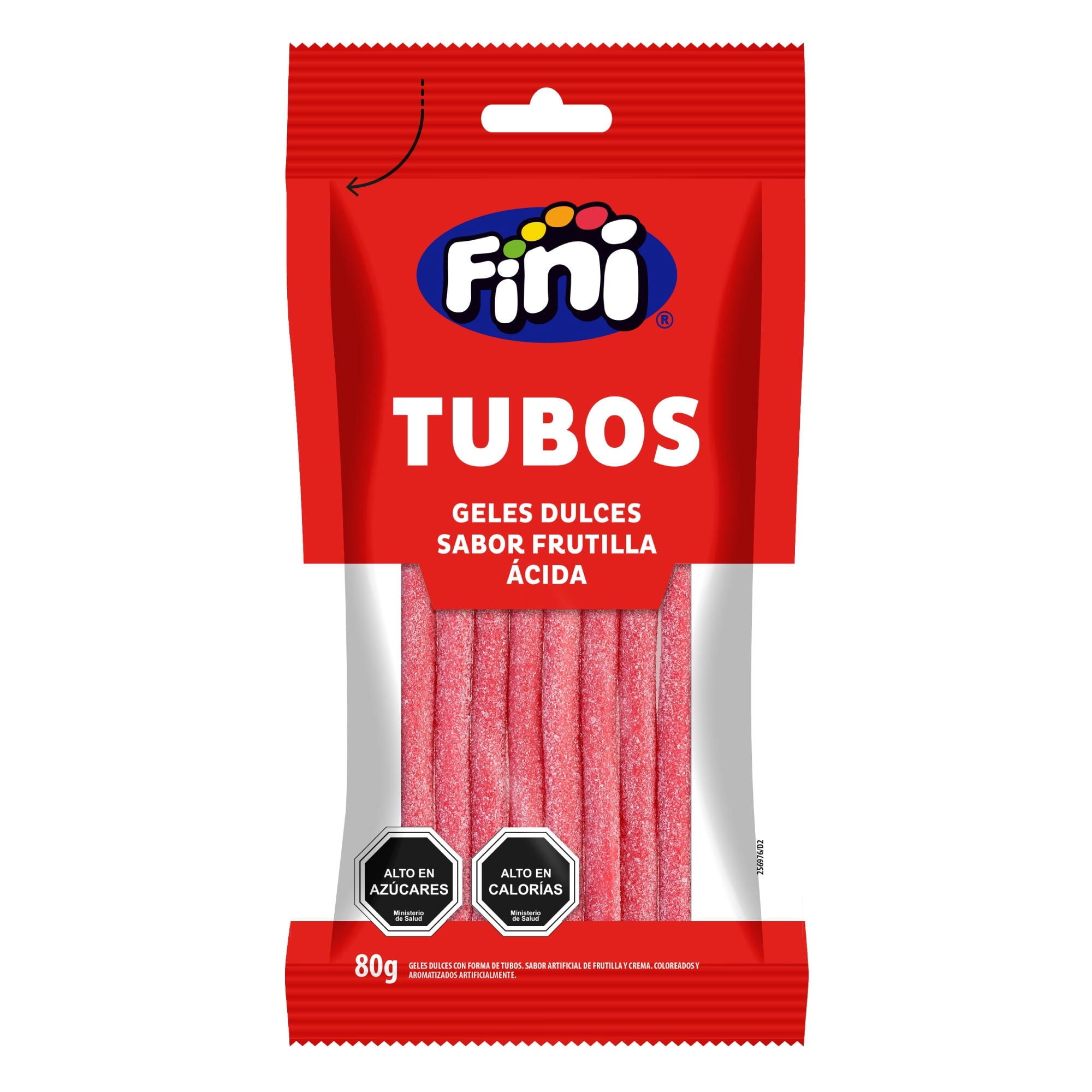 Tubos Frutilla Ácida 80 g Fini