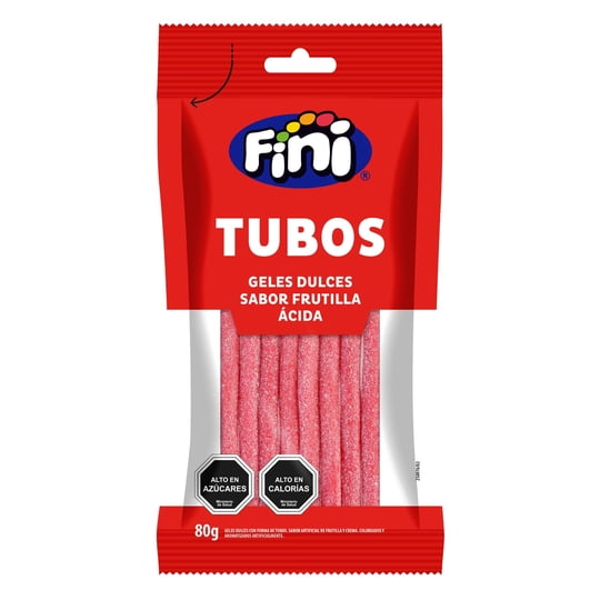 Tubos Frutilla Ácida 80 g Fini