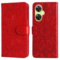 Funda Tipo Cartera Foxdock Para Oneplus Nord N30 , Diseño Girasol En Relieve, Cuero Pu, Cierre Magnético, Soporte Y Tarjetero