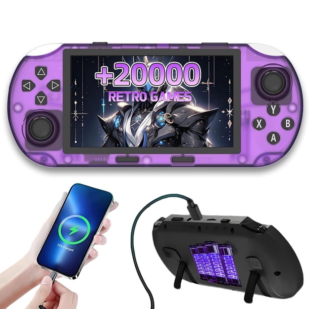 Consola de juegos portátil retro SF3000 con 20000 juegos, salida HD para TV, pantalla IPS de 4.5 pulgadas, 14 emuladores, reproducción de música y video en e-book y carga de teléfono de emergencia