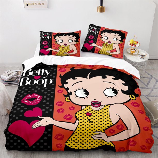 Cover Set Bedding Set Home Textiles Splice Spots Betty Boop Gift3-Piece Bedding Set (1 Duvet Cover + 2 Pillow Shams)