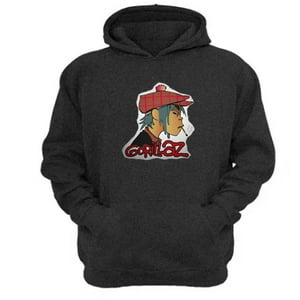 Genérico - Polerón Canguro Gorillaz Gris Oscuro Talla L Unisex