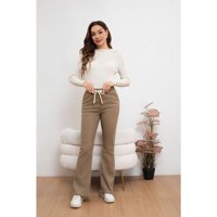 Likeshop - Pantalón Calza Flare Invierno Mujer Forro Frisado Acanalada 7131
