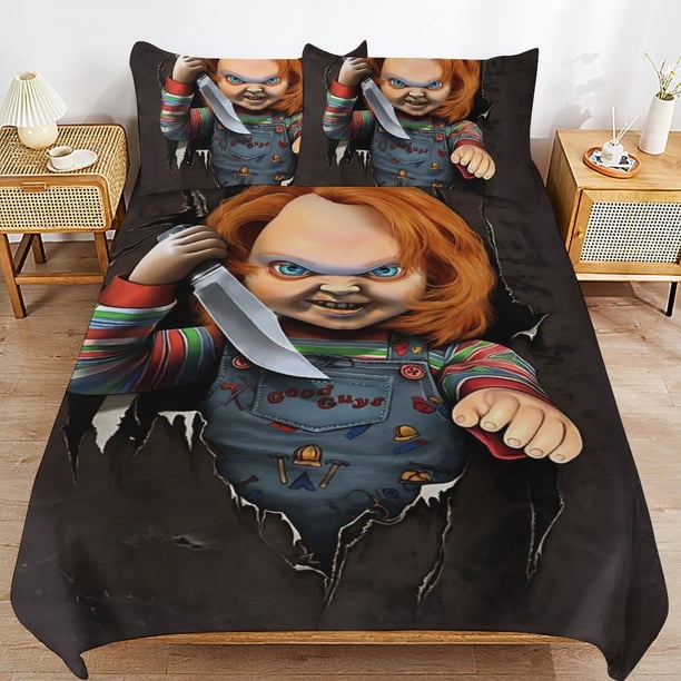 Bride of Chucky Bedding Set Duvet Cover Comfortable and Lightweight Cartoon Bedding 3 Piece Bed Set