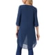 thumbnail image 3 of INSPIRE CHIC Blusa de Chifón para Mujer con Mangas Divididas 3/4 y Dobladillo Asimétrico, Túnica Azul Oscuro M, 3 of 6