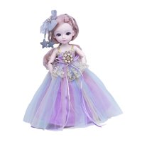 Magideal - Muñeca Bjd, Muñecas 1/6 De 12 Pulgadas, 23 Muñecas Articuladas Con Bolas, Juguetes De Bricolaje Con Ropa, Zapatos, Peluca, Maquillaje Para El Cabello, , Vestido Morado