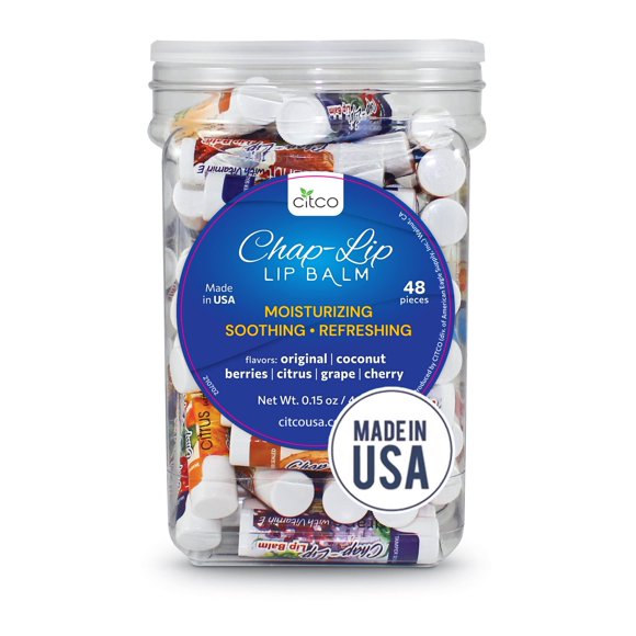 Bálsamo labial Chap-Lip Vitamina E con aceite de coco, 48 x 6 sabores