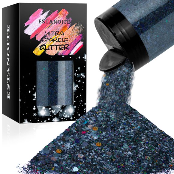 Glitter Estanoite negro láser chunky y fino 160 g
