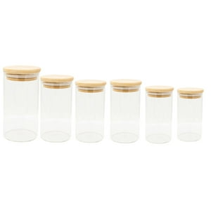 Genérico - Set 6 Frascos Hermeticos Tarros Vidrio Con Tapa De Bambu