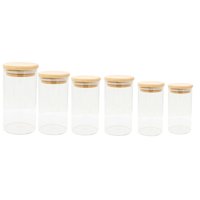 Genérico - Set 6 Frascos Hermeticos Tarros Vidrio Con Tapa De Bambu