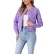 thumbnail image 4 of INSPIRE CHIC Chaqueta Vaquera Recortada de Manga Larga sin Cuello con Botones para Mujer Vuelta al Cole Púrpura M, 4 of 6