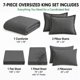 thumbnail image 2 of Juego de cama HIMEET King 7 piezas estilo seersucker gris, 2 of 9