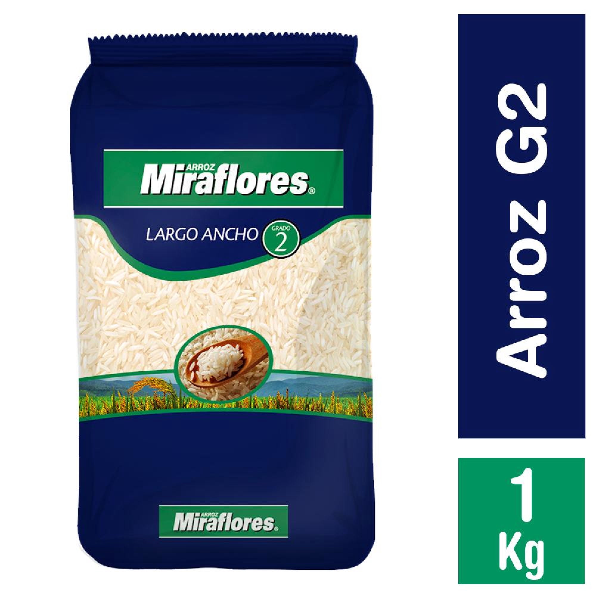 Arroz Grado 2 Largo Ancho Bolsa 1 kg Miraflores
