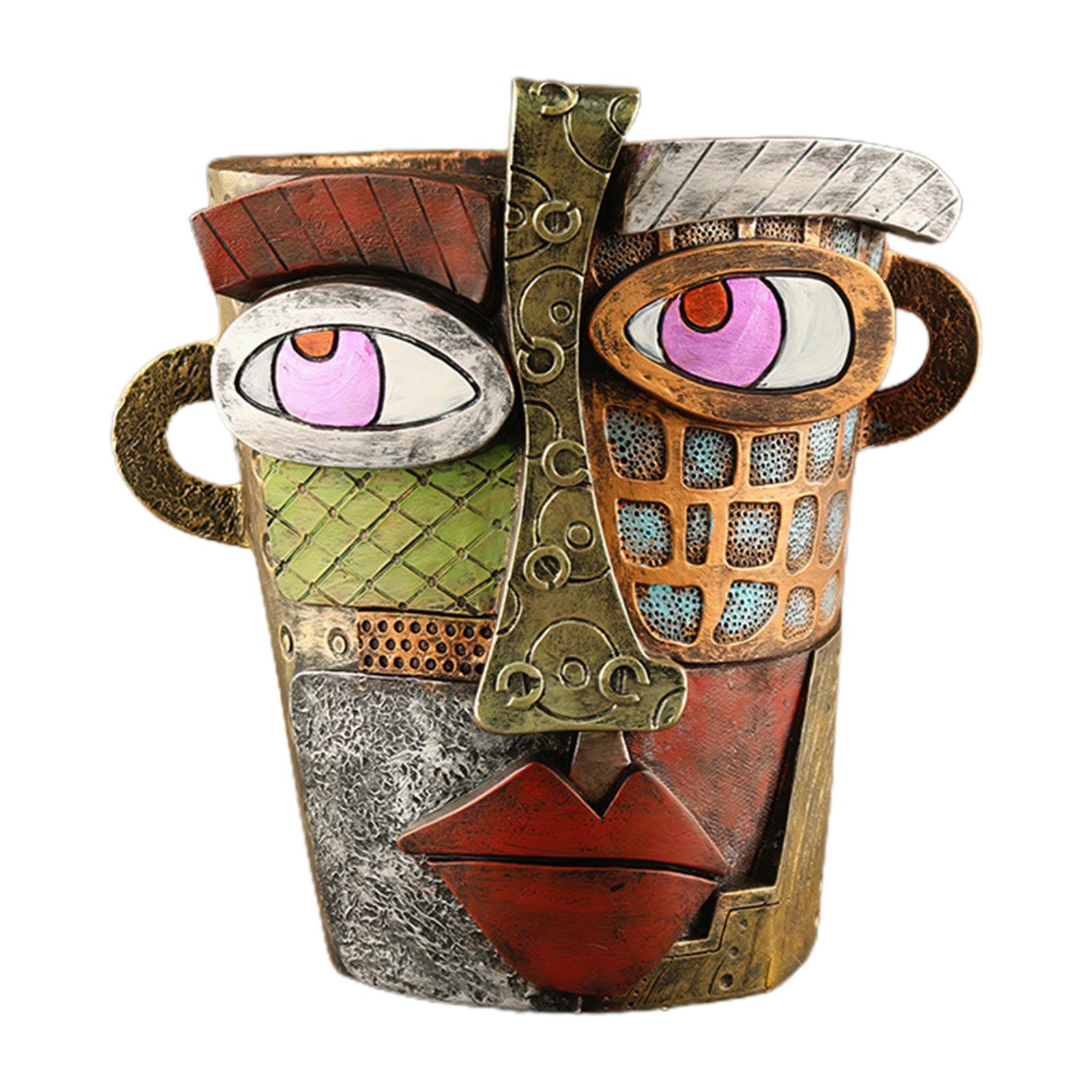 Ioensy - Maceta De Cara Abstracta, Florero De Resina, Estante, Maceta Moderna Con Cabeza De Estatuilla