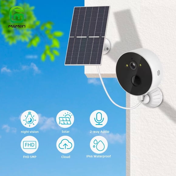 Cámaras de Seguridad Inalámbricas para Exteriores, Cámaras Solares de Luz de Inundación 3MP 1080P para Seguridad Del Hogar, Cámara para el Hogar con Visión Nocturna en Color, Detección Humana PIR,