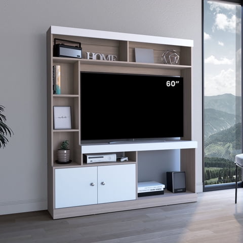 Tuhome - Estante Tv 65"" Dante Bardolino Y Blanco 180,6X180X30,3 Cm