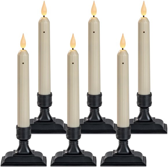 Homemory 6 Pcs Window Candles with Sensor Dusk to Dawn, Ivory