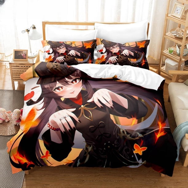 New Anime Hu Tao Genshin Impact Duvet Cover Bedding Set Comforter Linen Pillowcases Home Decor Single Double Twin Bed Sheets