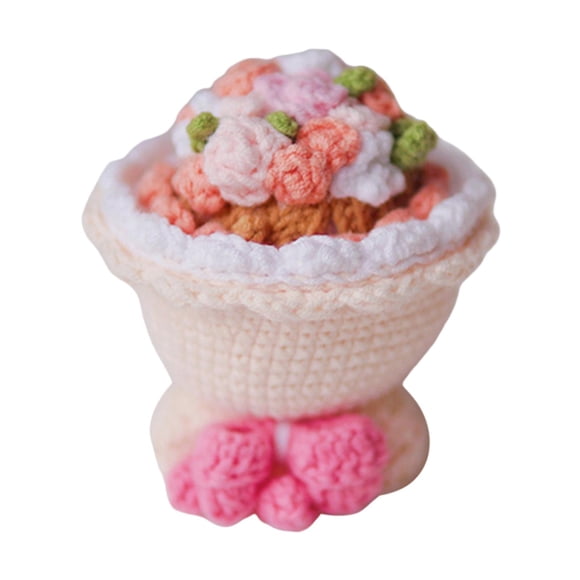 Centros de Mesa de Juguete de Punto Suave para Decoración Del Hogar, Bolsa de Decoración, Muñeco de Novia de Felpa de Ganchillo para Niñas, Niños, Nov Rosa Blanco