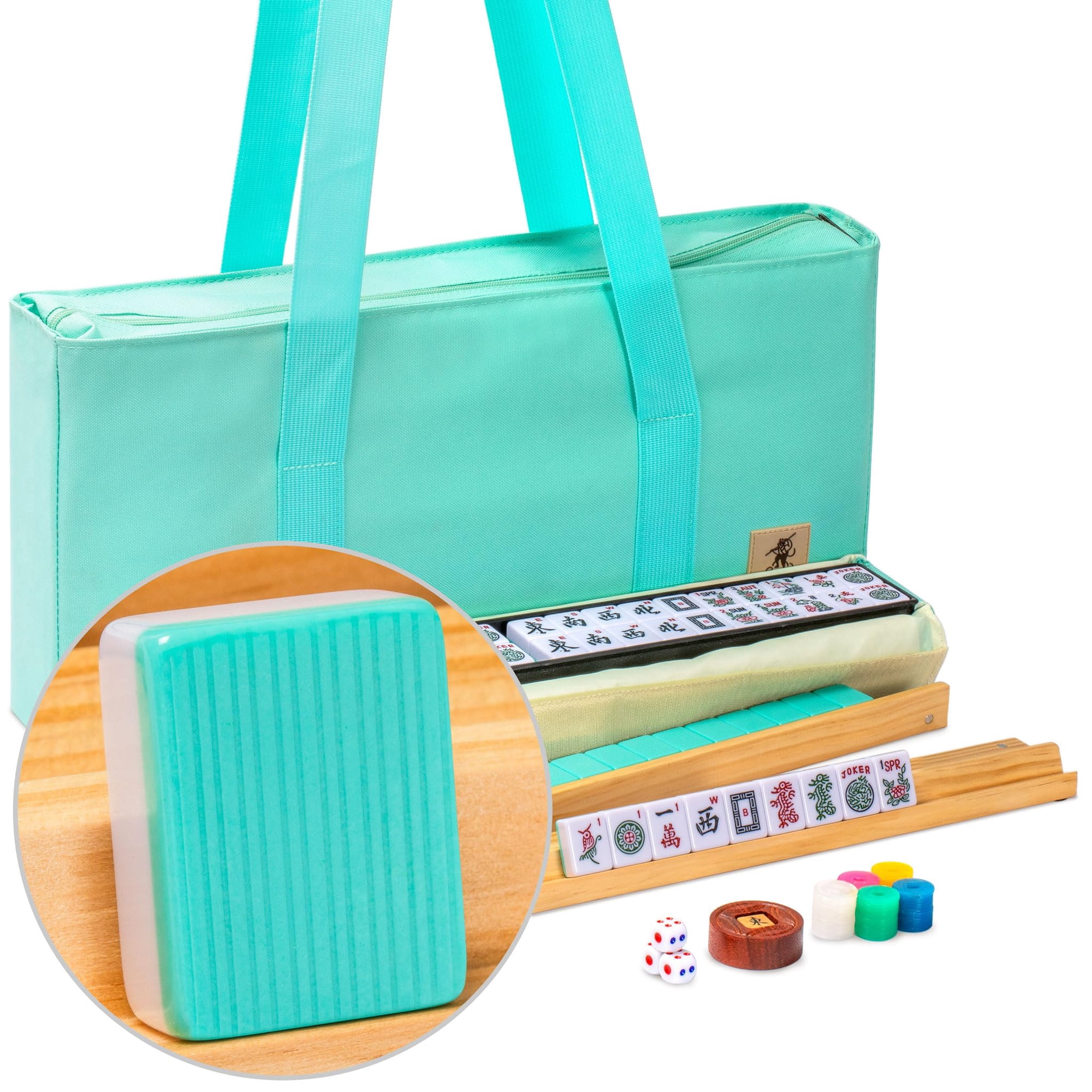 Yellow Mountain Imports - Set De Mahjong Americano Yellow Mountain Seabreeze Con Funda
