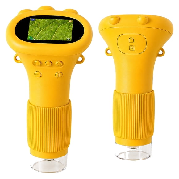 Microscopio Digital Infantil MamboKids 1000X Pantalla IPS 2 Pulgadas Amarillo
