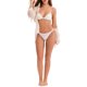 thumbnail image 2 of INSPIRE CHIC Sujetador triangular sin aros con tirantes finos y cierre frontal de satén para mujer y tanga ligera sin costuras, paquete de 2, talla L, blanco, 2 of 5