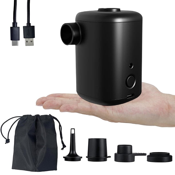 Bomba de aire portátil, bomba eléctrica para colchón inflable con batería de 3000 mAh, minibomba infladora con 4 boquillas, recargable por USB, inflado y desinflado rápido para flotadores de piscina
