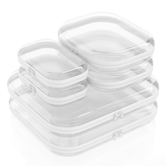 Estuche de almacenamiento B'More Brands, transparente, rígido, con cierre, paquete de 6