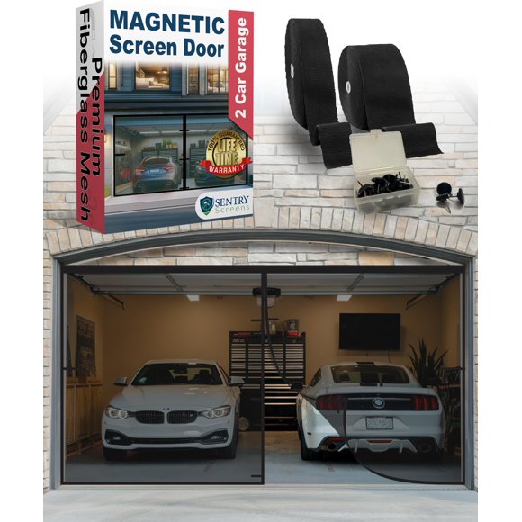 Pantalla para puerta de garaje Sentry Sentry para 2 coches con malla retráctil