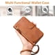 thumbnail image 4 of Funda tipo cartera para GOOGLE Pixel 8A con bolsillo con cremallera, tarjetero, soporte, correa para la muñeca y tapa de cuero marrón, 4 of 5