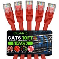 Cable Ethernet Gearit Cat 6 (Paquete De 5, 3 M), 10 Gbps Rj45, Rojo