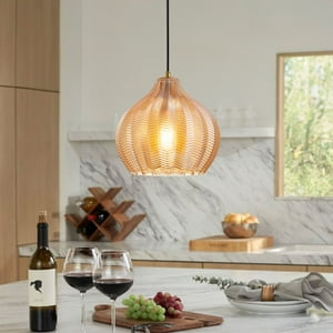 Electricastore - Lámpara Colgante Ambar Vidrio 23Cm
