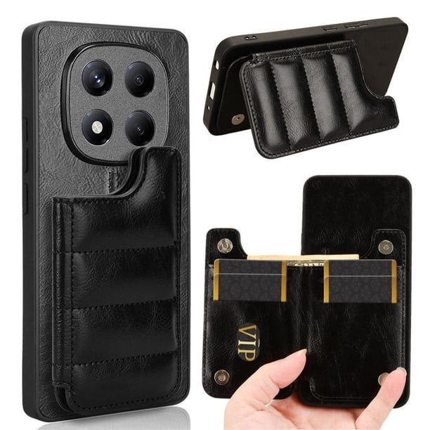 Funda Cartera Desmontable para Xiaomi Redmi Note 14 Pro 4G con Soporte y Ranuras Negro