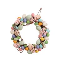 Bothyi - Colgante De Pared De Conejito De Corona De Huevo Colorido De Pascua Para Valla De Ventana De Vacaciones 35Cm