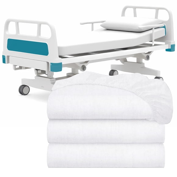 Sábanas para Cama Hospitalaria Blancas Clásicas de Algodón Paquete de 3 200 Hilos